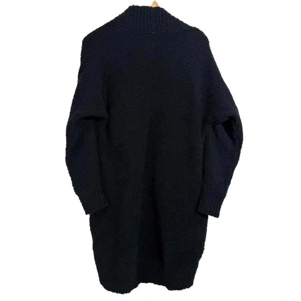 UGG Fremont Fluffy Cardigan Women XS Black Open Front Fuzzy Knit Sweater 1098870